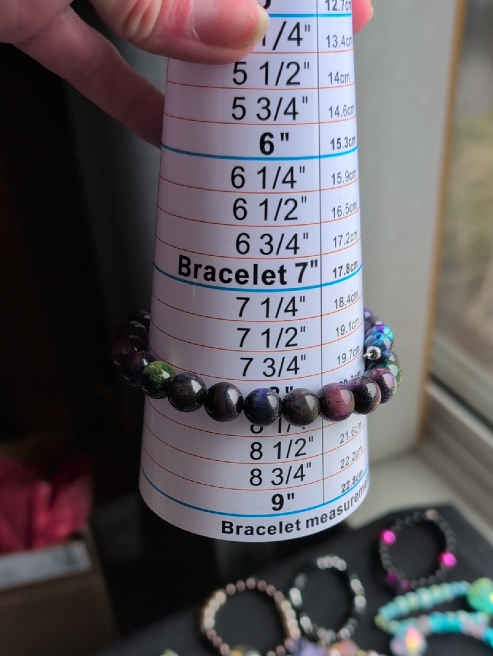 Rainbow Tigers Eye Memory Wire Bracelet - Picture 4 of 5